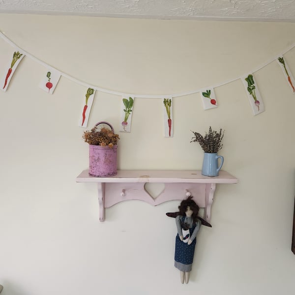 Watercolour Vegetable Print Handmade Fabric Bunting 