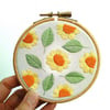 Summer Flowers Hoop Art Embroidery, Hand Embroidered Textile Art