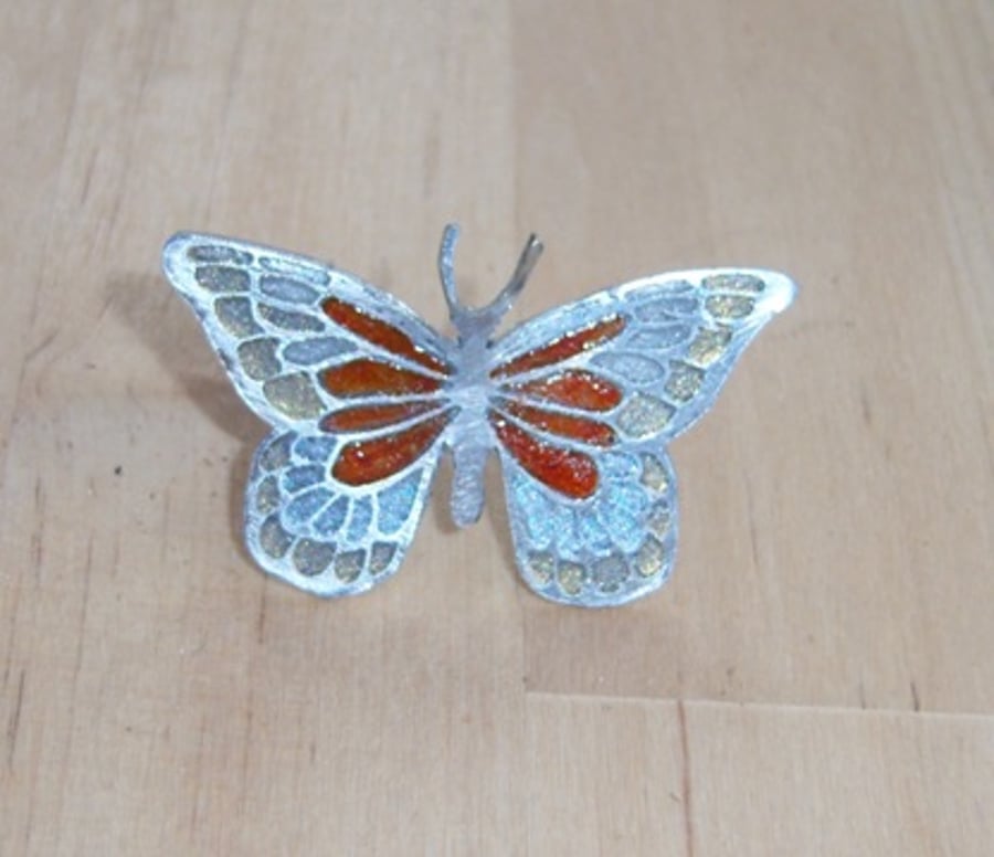 Butterly brooch in painted pewter