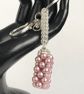 Pink Rectangle Crystal Pearl Handbag Charm, with a Chainmaille Chain and Keyring - Image 5