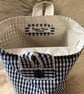 French gingham and canvas pouch bag or storage bag. - Image 5