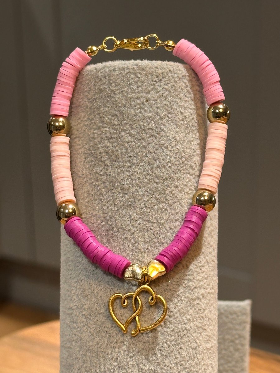 Unique Handmade bracelet with charms - hearts
