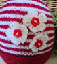 Designer Girl's Hand Knitted Flower Beanie Hat 1 - 2 Years Size - Image 3