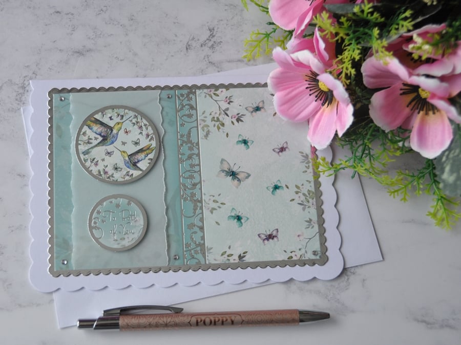 Anniversary Card Engagement Card Wedding Card Love Birds Luxury Handmade Card