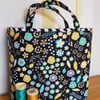 Turquoise on black gift bag 