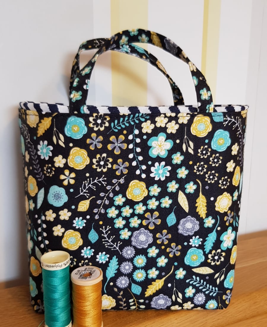 Turquoise on black gift bag 