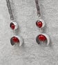 Aluminium Dangle Earrings, Upcycled Bracelet & New Metal Tube, Deep Red Beads - Image 4