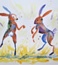 Hares Boxing original painting - Image 6