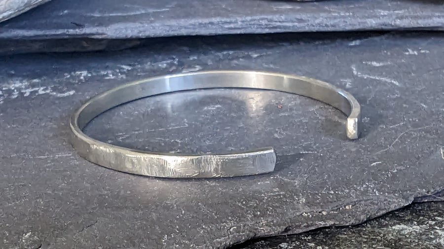 Textured Bangle, Sterling Silver