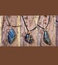 Copper Wire Wrapped Sea River Stone Pendant Necklaces