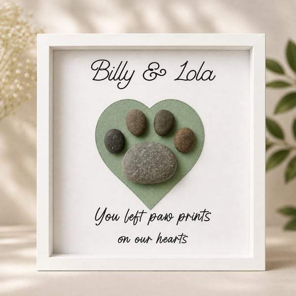 Pet Memorial Pebble Paw Print Shadow Box