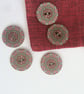 Red Flower Mandala Wood buttons 1" , 25mm across - Image 1