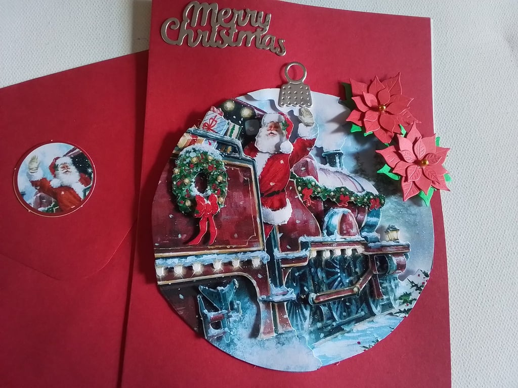 Christmas card. Handmade Christmas card. Santa. Ref 461
