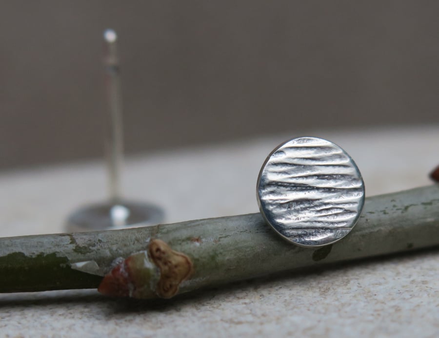 Small Stud Earrings, Hammered Sterling Silver Ear Studs, Minimalist Jewellery