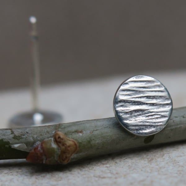 Small Stud Earrings, Hammered Sterling Silver Ear Studs, Minimalist Jewellery