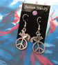 Peace symbol  earrings- peace symbol with dove earrings with gift bag