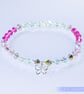 Bracelet beautiful Swarovski and sterling silver butterfly charm handmade - Image 4