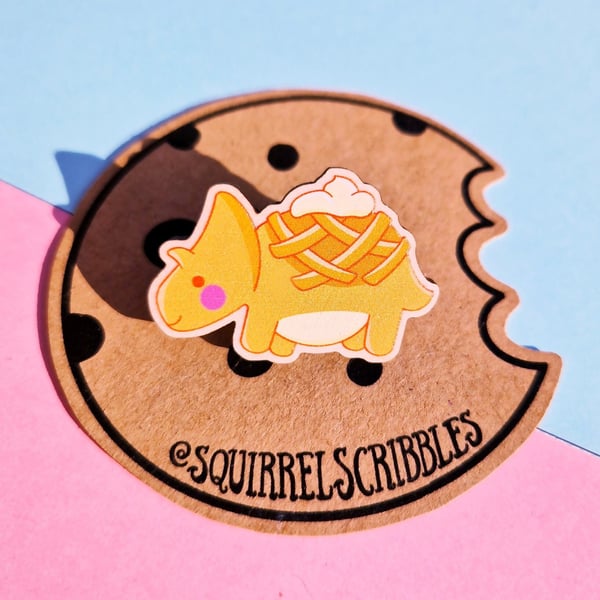 Triceratops Dinosaur Pin, Pumpkin Pie Pin, Dinosaur Brooch