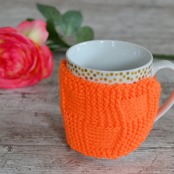 Basket Weave Knitted Mug Hug Cosy