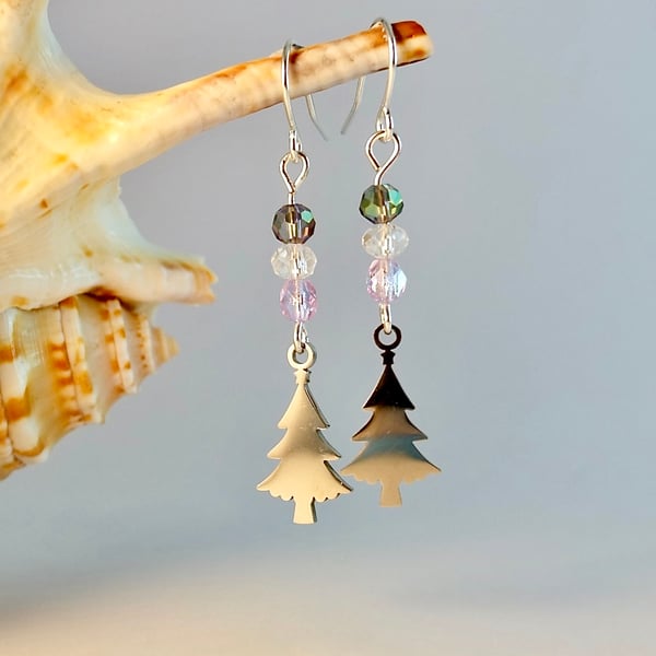 Christmas Tree Sparkly Earrings, Stocking Filler, Secret Santa, Jewellery Gift