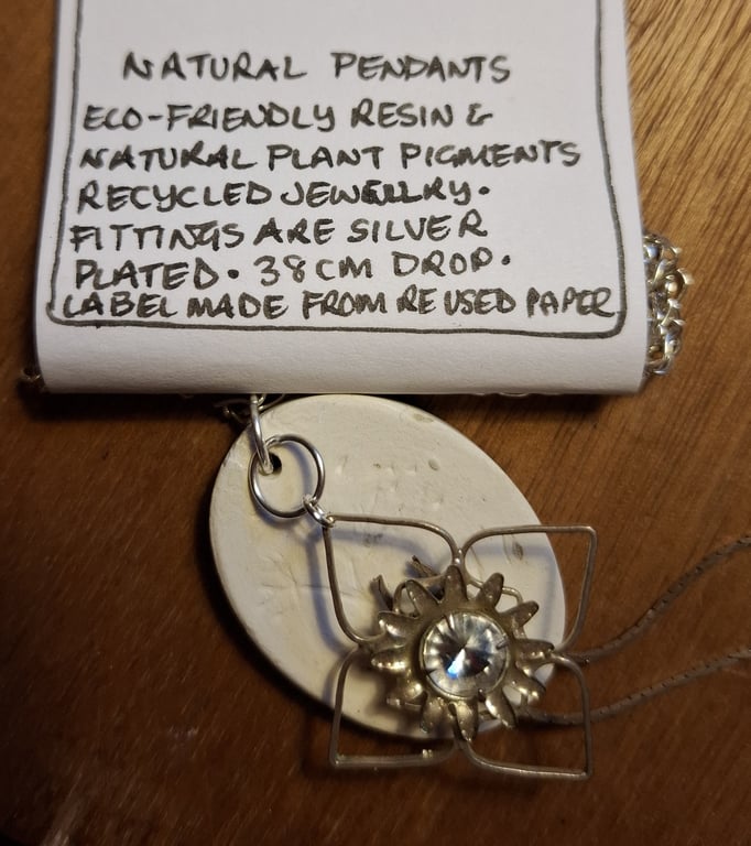 Recycled Necklace, Eco Friendly Resin.