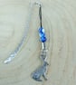 Hare Bookmark - Metal Bookmark Embellished With A Hare & Blue & White Beads