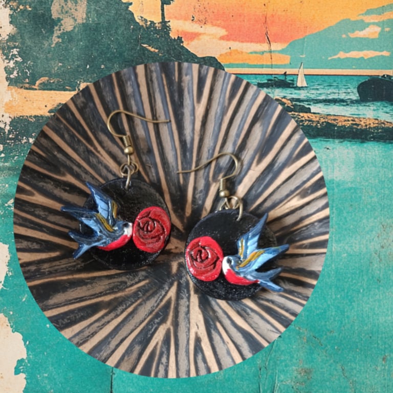 Swallow tattoo earrings 