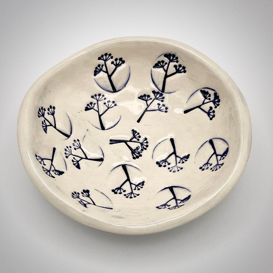 NEW! Blue parsley ceramic trinket dish