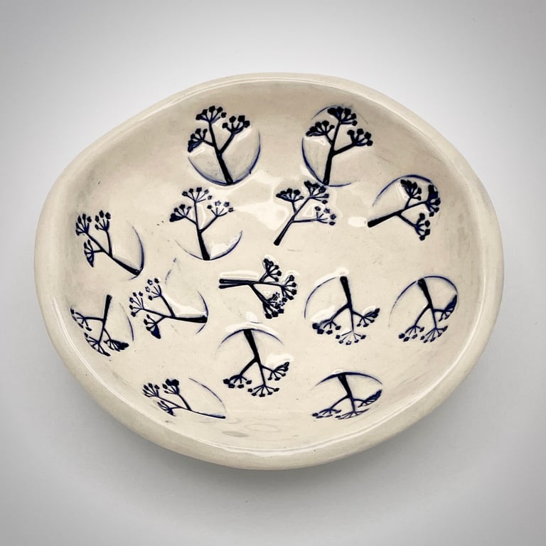 NEW! Blue parsley ceramic trinket dish
