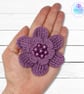 Crochet mauve flower brooch, crochet flower pin, flower brooch - Image 5