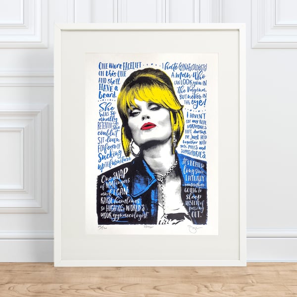 Patsy Ab-Fab Inspired - Limited Edition, Punk, Retro, Hand Printed, Screen Print