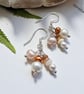 Huggie Cluster Pearls & Ethiopian Wello Opal Sterling Silver Earrings  - Image 4