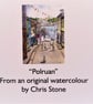 Blank A5 greetings card, Polruan Cornwall, from original watercolour painting.  - Image 2