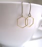 Delicate Honeycomb hexagon earrings - mixed metals golden brass geometric shapes