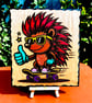 Funky hedgehog wooden plaque 