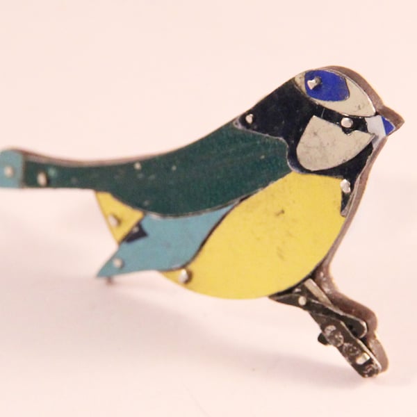 Blue Tit Tin Brooch