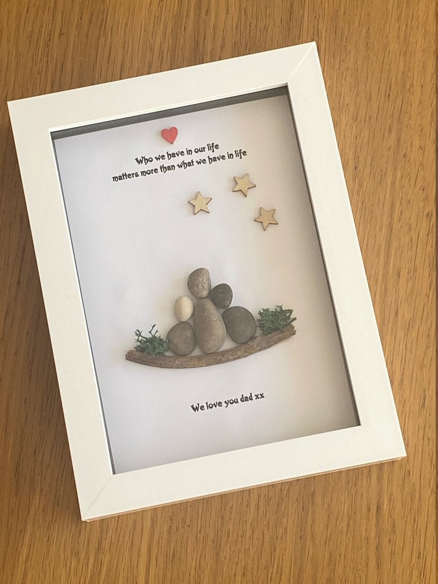 Father's Day Gift, Personalised Pebble Picture, Birthday Gift for Dad, Handmade 