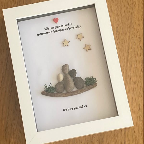 Father's Day Gift, Personalised Pebble Picture, Birthday Gift for Dad, Handmade 