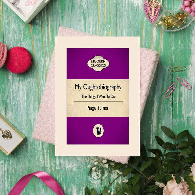 My Oughtobiography - Funny Book Lover Print - Penguin Style