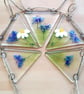 Fused Glass Flower Bunting: Cornflower & Daisy Garland, Cottagecore Decor