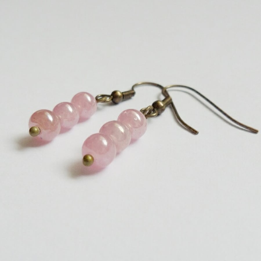 Pale Pink Antique Gold Earrings