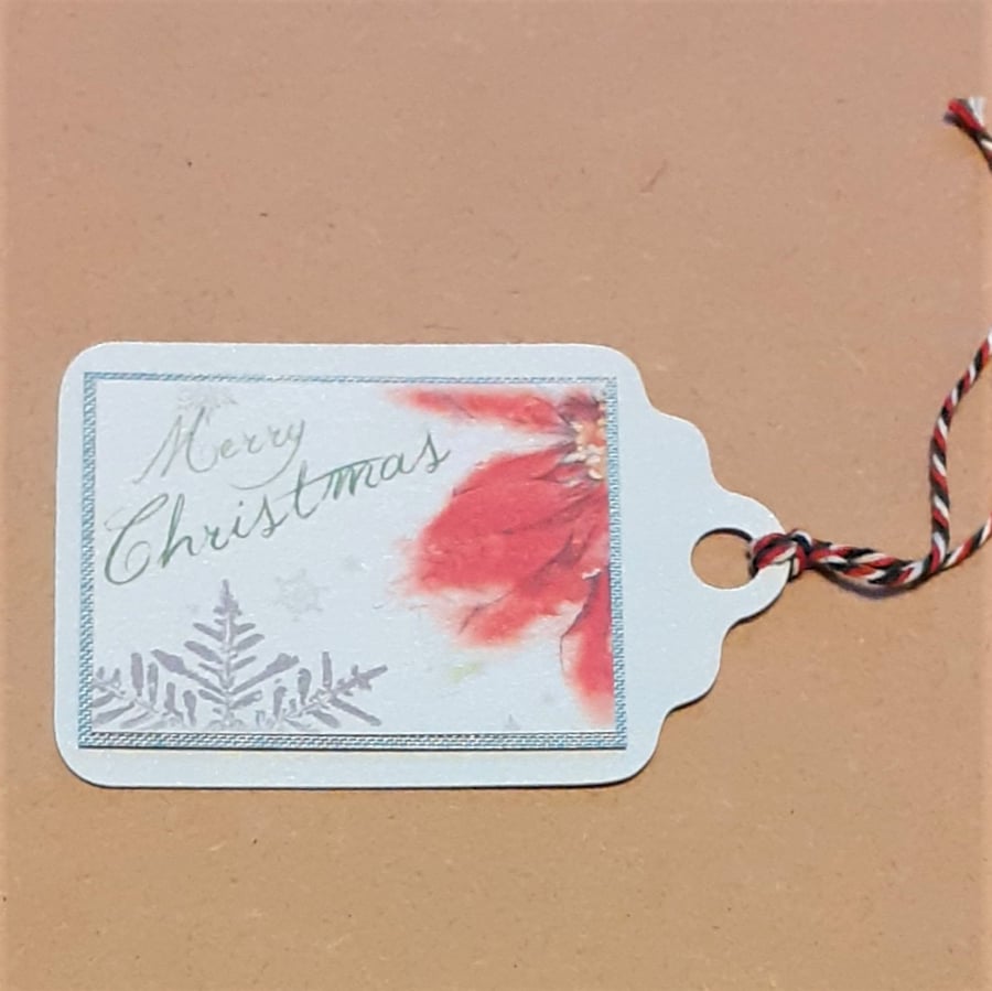 Christmas Gift tag - floral Merry Christmas