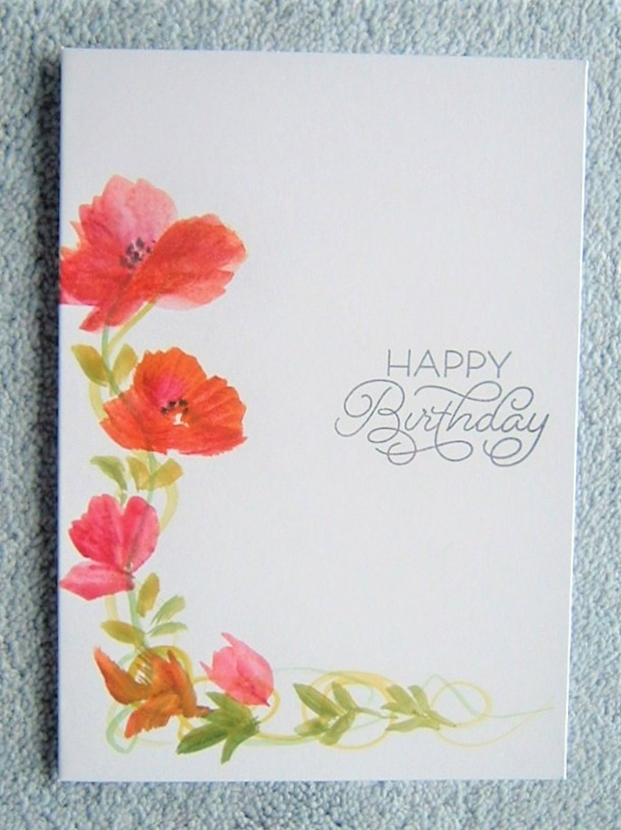 original hand painted watercolour art Birthday card ( ref F 306)