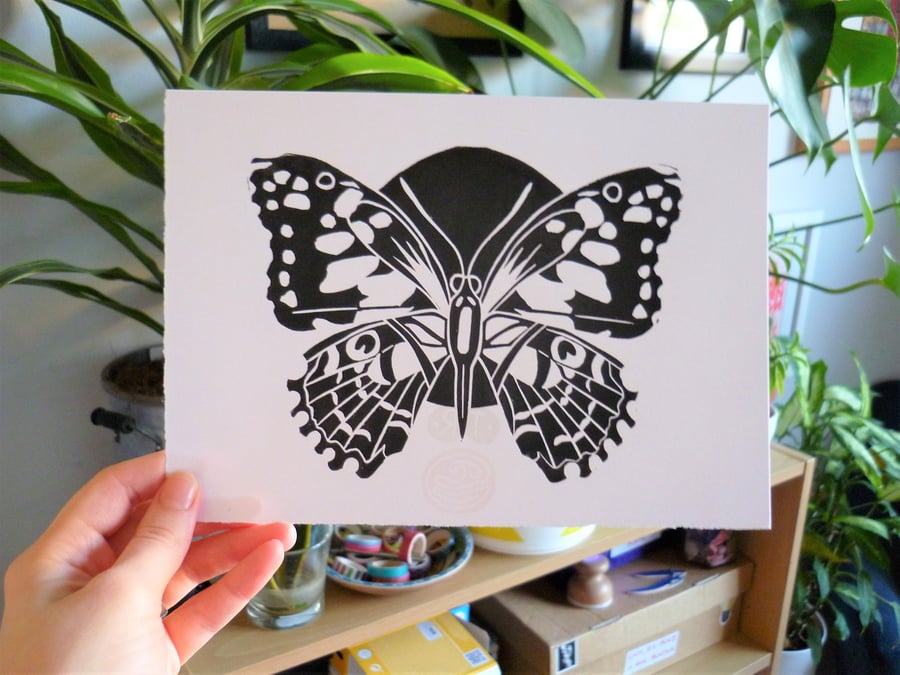 Butterfly Lino Print - A5 Original Print