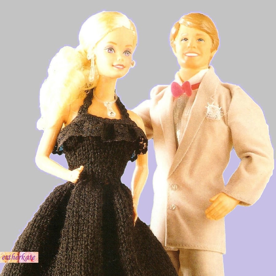 VINTAGE KNITTING PATTERN PDF Black Dress for Doll