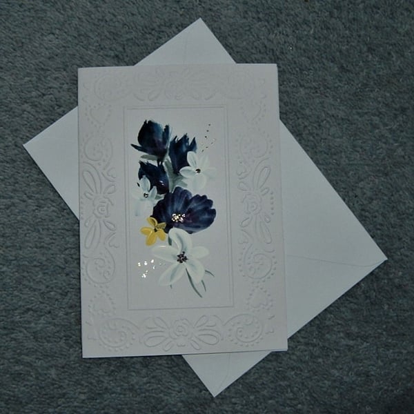 original art hand painted floral greetings card... - Folksy