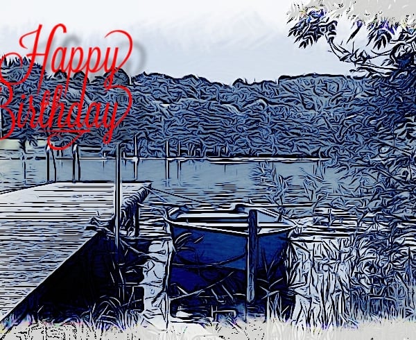 Boat & Jetty Birthday Card A5