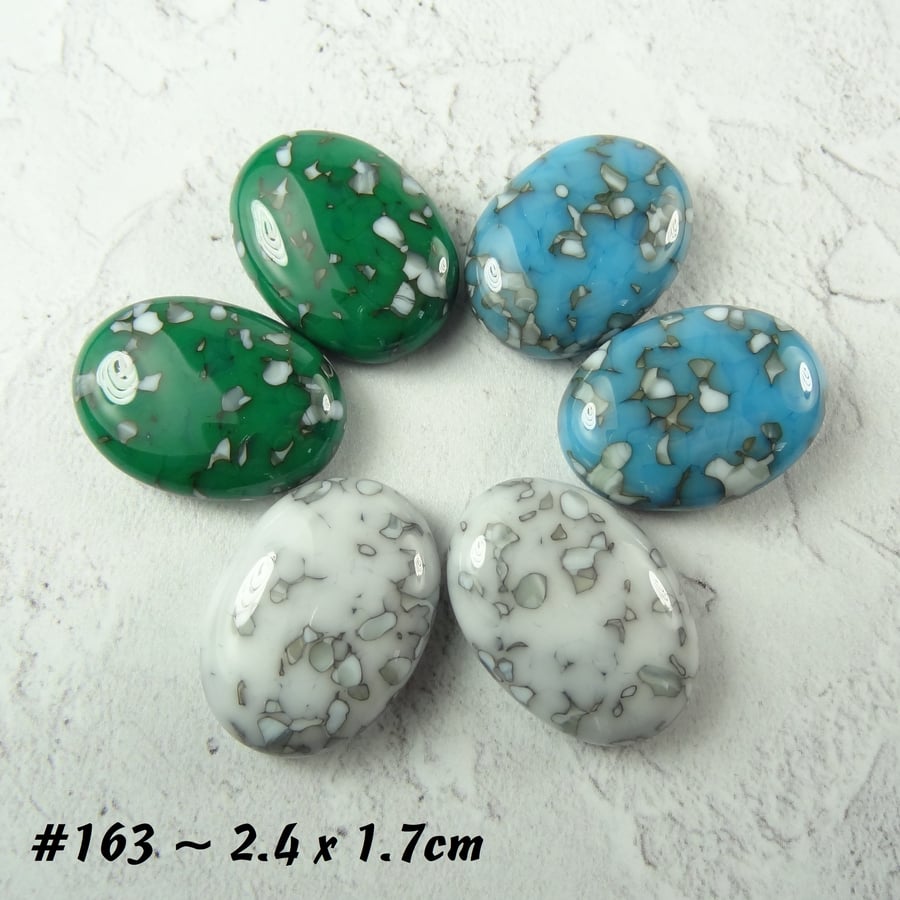6 art glass cabochons, jewellery making wire wrapping mosaics, handcrafted (163)