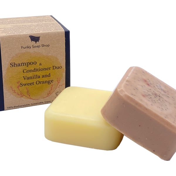 Shampoo & Conditioner DUO, Vanilla and Sweet Orange Essential Oil, 60g - 40g