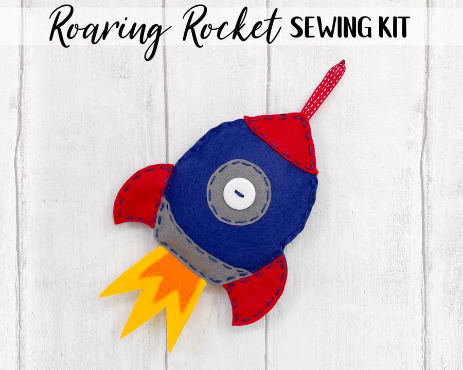 Roaring Rocket Felt Sewing Kit - Includes everything you need
